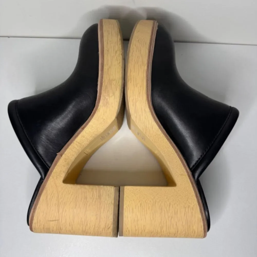 NWOB Dolce Vita Camdin Black Leather Mule Clog Platform Heel | Size 9.5 - Picture 8 of 10